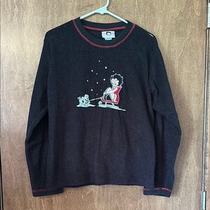 Vintage Betty Boop Black and Red Crewneck Sleepwear Top